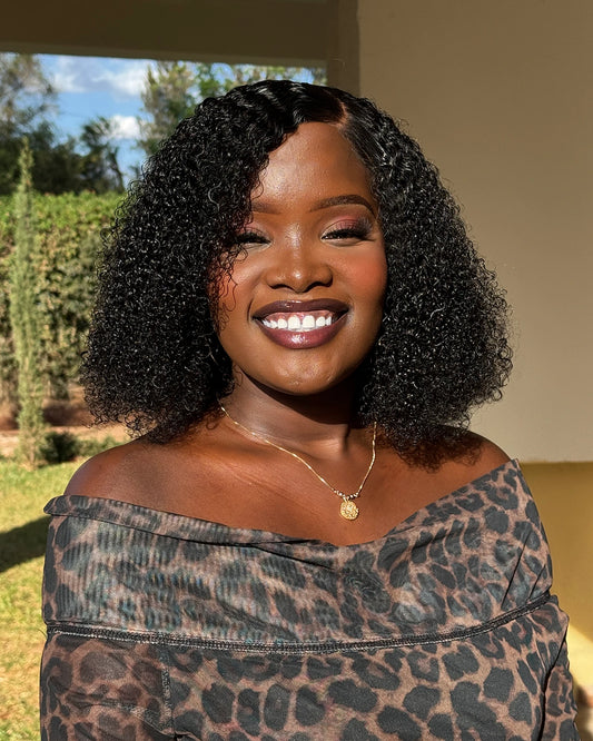 Maya Bouncy Kinky Curly Bob 13×4 Transparent Lace Wig