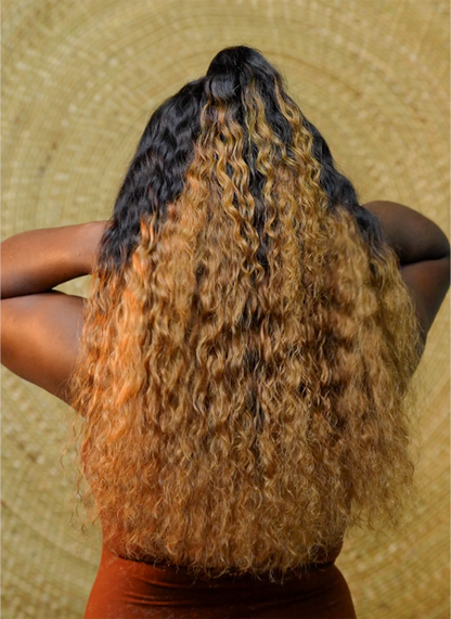 Zuri T1B/27 Honey Ombre Deep Wave 13×4 Transparent Lace Wig